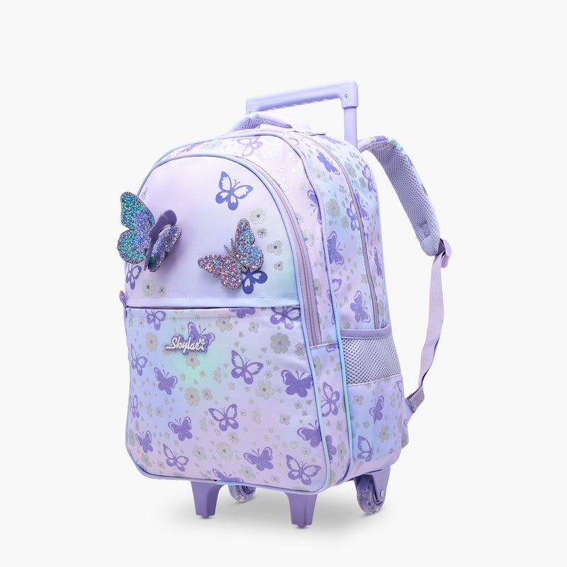 Skylar Trolley Bag-Butterfly-Color Changing Feture And Led Light Wheels-2 Cmprt- (Polyester) Light Purple \ 20.5X12.5X25.5 - Image 3
